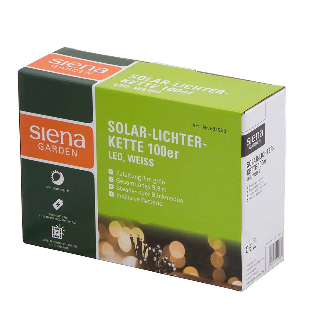 Solarlampen | Solar-Lichterkette 100er, LED weiß,...