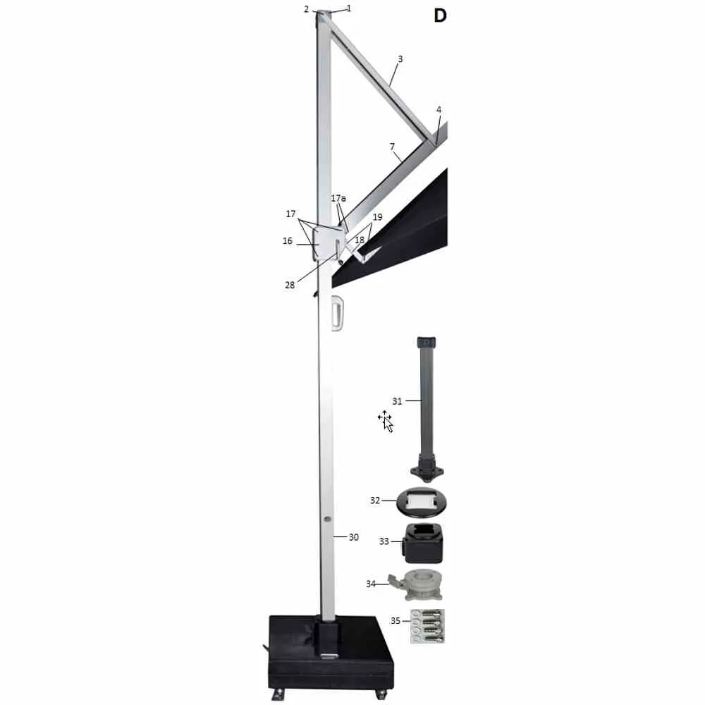 Schraube Mast/Standfuß zu Stratos und Cirrus Ampelschirm