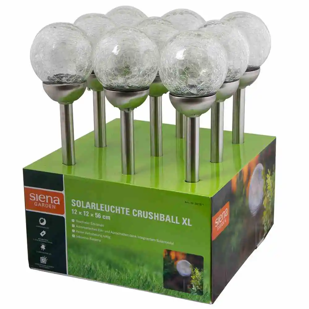 Solarleuchte Crushball XL, Edelstahl/Glas/Kunststoff,