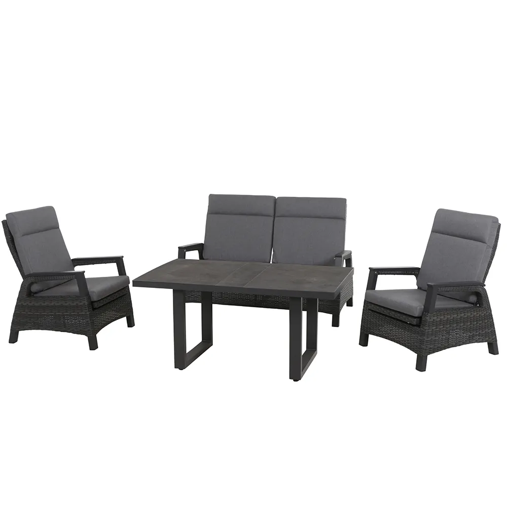 Loungeset Solea Loungetisch + 2x Loungesessel + 2-Sitzer-Loungesofa